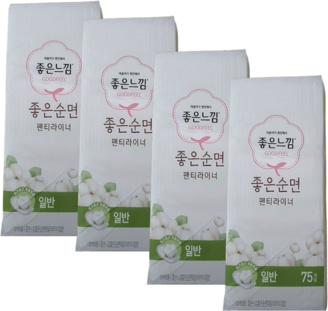 좋은느낌 좋은순면 팬티라이너 일반 75매, 4개