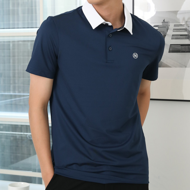 베러투데이 남성 골프웨어 비즈니스 캐주얼 화이트카라 포인트 PK 반팔 티셔츠