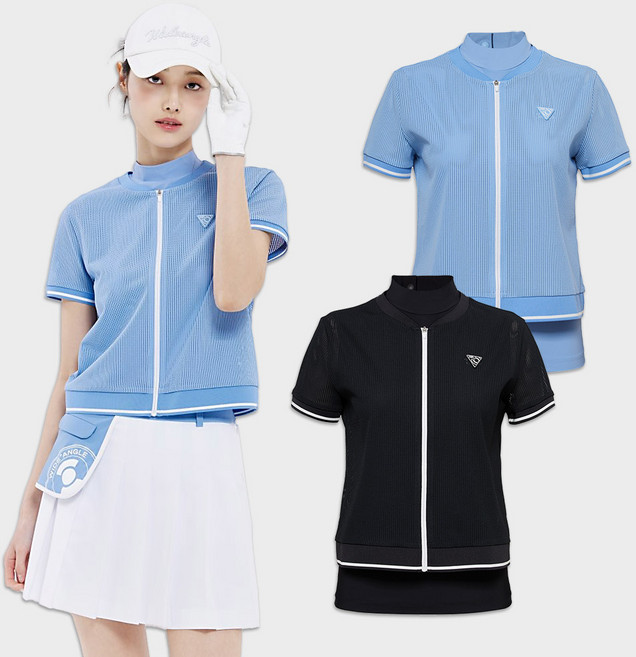 여성골프티셔츠 여름 메쉬 가디건 슬리브리스 셋업 와이드앵글 골프웨어 WWM25235