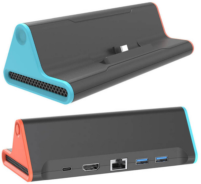 Nintendo Switch 2 TV 도킹 스테이션 게임 콘솔 충전 도크 스탠드 베이스(HDMI 호환 출력/유형 C 포트/USB 포트 포함), 1개