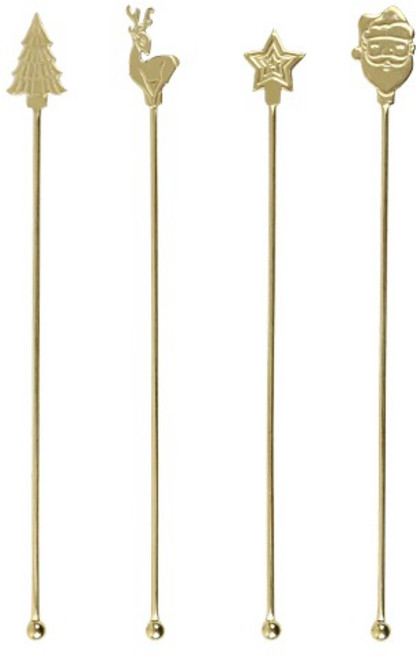 홀리데이 골드 머들러 음료 칵테일 스틱 스푼, 골드머들러(나무), 1개