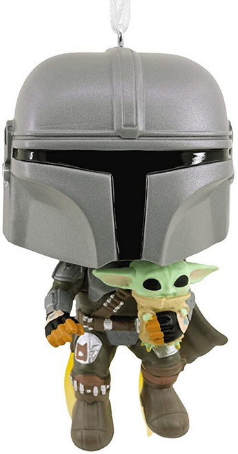 Hallmark 크리스마스 오너먼트 스타워즈: 만달로리안 그로구 나비 Funko POP! 장식 스타워즈 팬을 위한 선물, The Mandalorian with The Child
