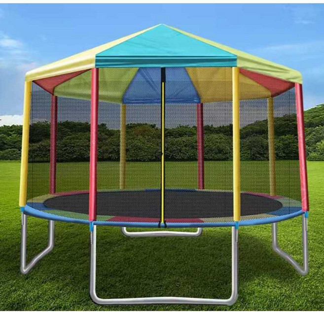 대형 트램펄린 점핑 방방설치 점프업 놀이터 에어보드 안전망 키즈카페, 2.44m 컬러 (레인캡)