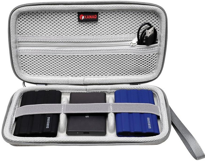 삼성 T9/T7 쉴드/삼성 T7/T7 터치용 XANAD 3-in-1 하드 케이스 250GB 500GB 1TB 2TB 4TB 휴대용 SSD - 파란색