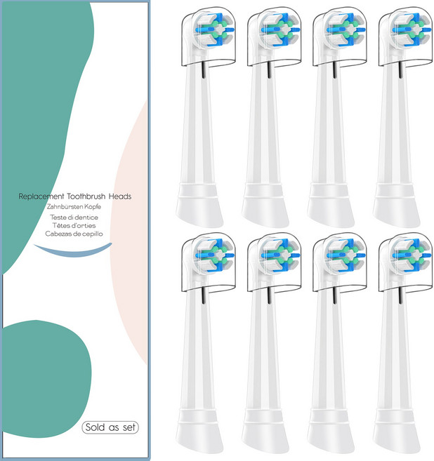 전동칫솔 교체 헤드 호환 Oral B io 3/4/5/6/7/8/9/10 시리즈 전동칫솔, 8개, White, ST137-1