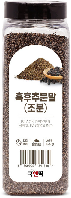 쿡앤딱 흑후추 분말 조분 식자재 업소용 대용량 가루 블랙 페퍼 베트남 향신료, 없음, 420g, 1개