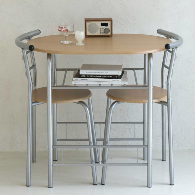 헤르니 2인 미니 식탁세트 800 테이블1+의자2, 실버