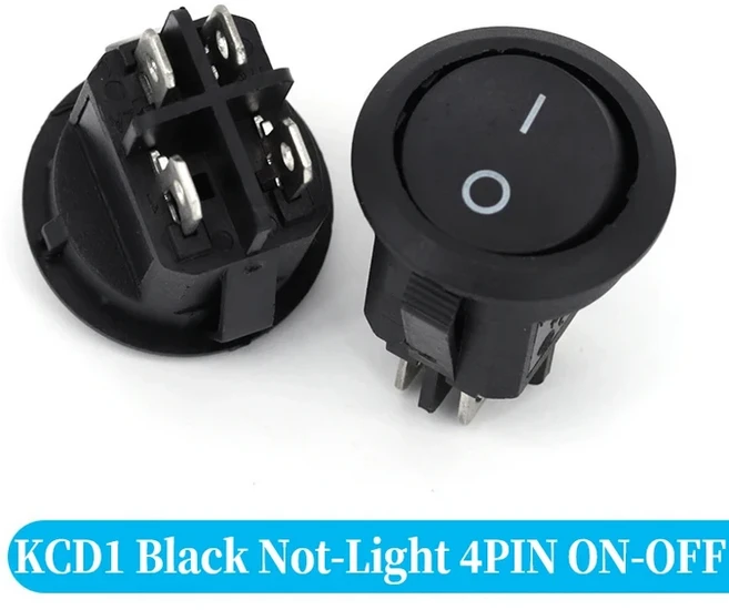1PCS ON/OFF 라운드 로커 스위치 LED 조명 자동차 대시 보드 대시 보트 밴 12V 24V / 6A 250V / 10A 125V 2, 02 4Pin black ON-OFF