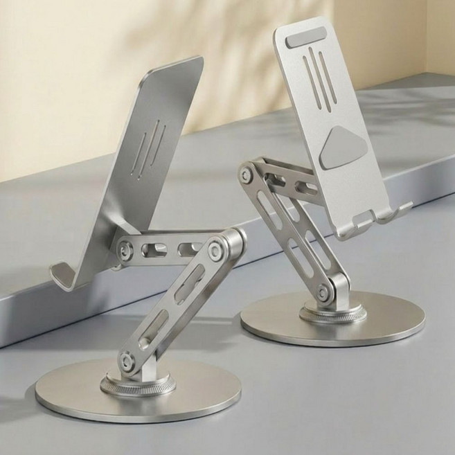 에브리센스 720도 풀메탈 3단 접이식 탁상용 핸드폰 태블릿 거치대, 라이트실버, 1개, ESR-101