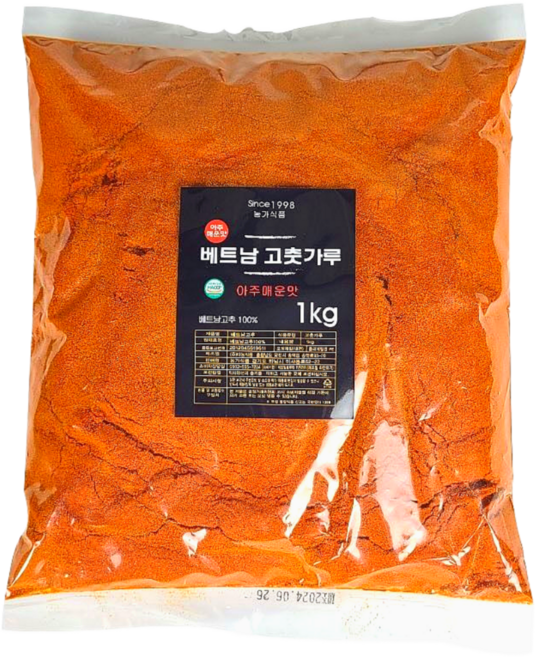 국내세척가공 베트남 고운 고춧가루 소스용 아주 매운맛, 1kg, 1개
