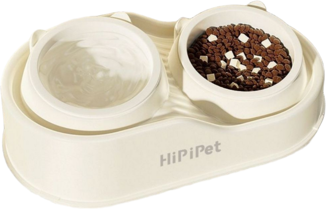 글로파이 강아지 밥그릇 2구 도자기 식기, 1개, 화이트