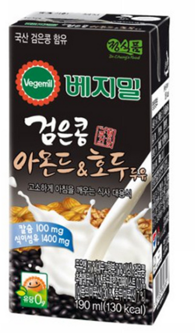 베지밀 검은콩 아몬드&호두 두유, 190ml, 96개