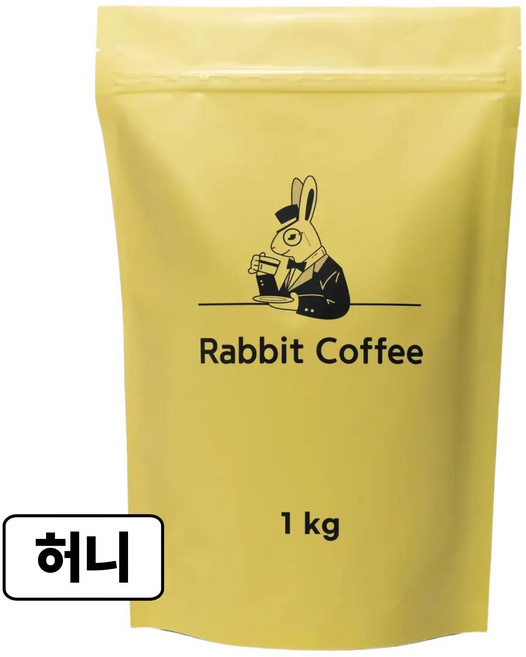 래빗커피 허니 블렌드 콜롬비아 과테말라 원두커피 원두콩 가성비 갓볶은 원두, 홀빈(분쇄안함), 1kg, 1개