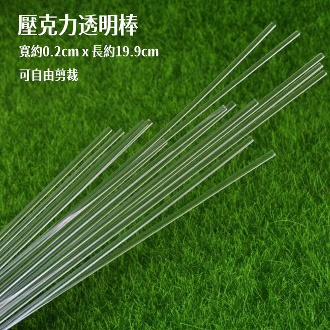 壓克力透明棒 微景觀公仔固定針 DIY盆栽造景配件 0.2x19.9cm可剪裁, 1個, 【D6】1支(壓克力透明棒)