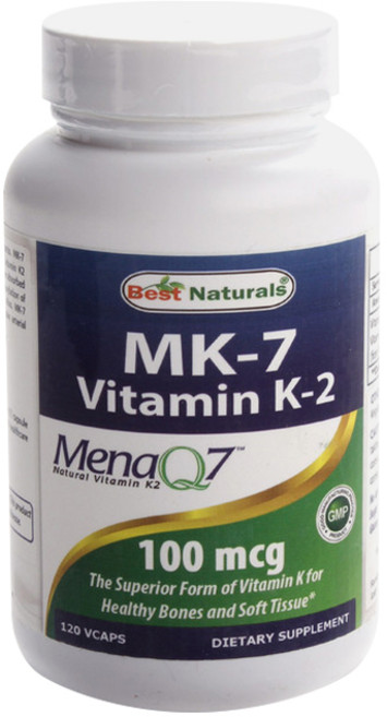 Best Naturals MK-7維他命K-2植物膠囊 100mcg, 120顆, 1罐