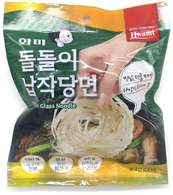 화미 돌돌이당면 납작, 60g, 20개