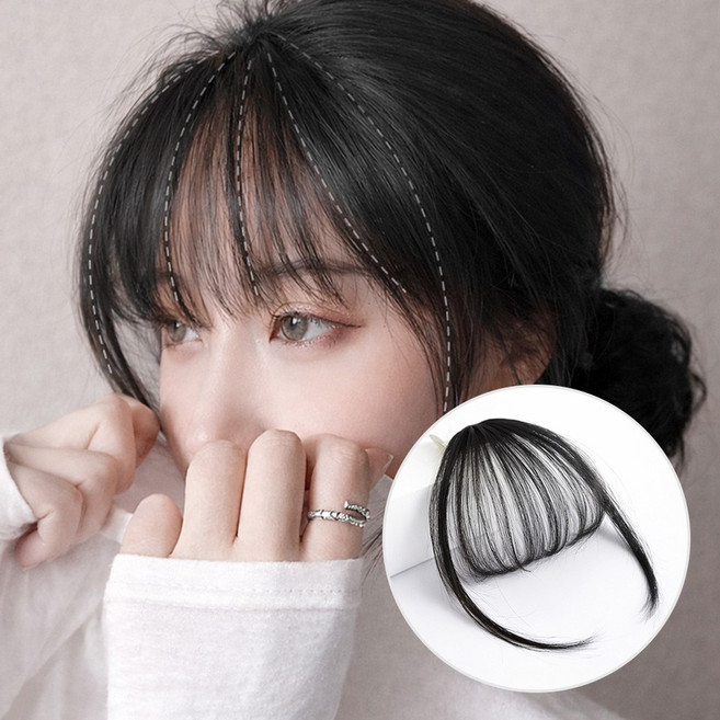 일호장신구 내추럴핏 시스루 앞머리 가발핀 시스루뱅 자연스러운 부분헤어 셀프앞머리 커버연출, 1개, 쿨블랙