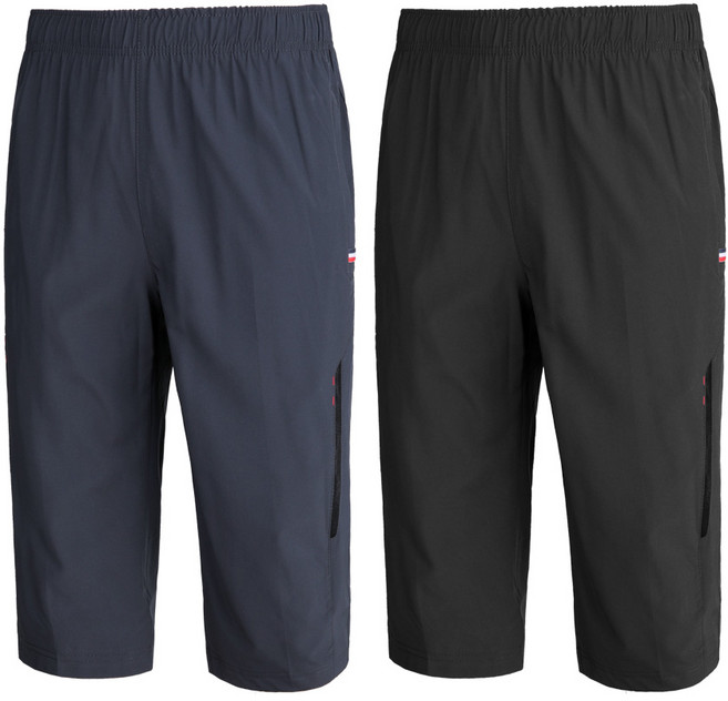 [이지바이] (1+1) 남성 냉감 7부 밴딩 바지_크루즈 쿨 에어홀 운동복 스포츠 빅사이즈 스판 7부쇼츠 하프 팬츠 반바지