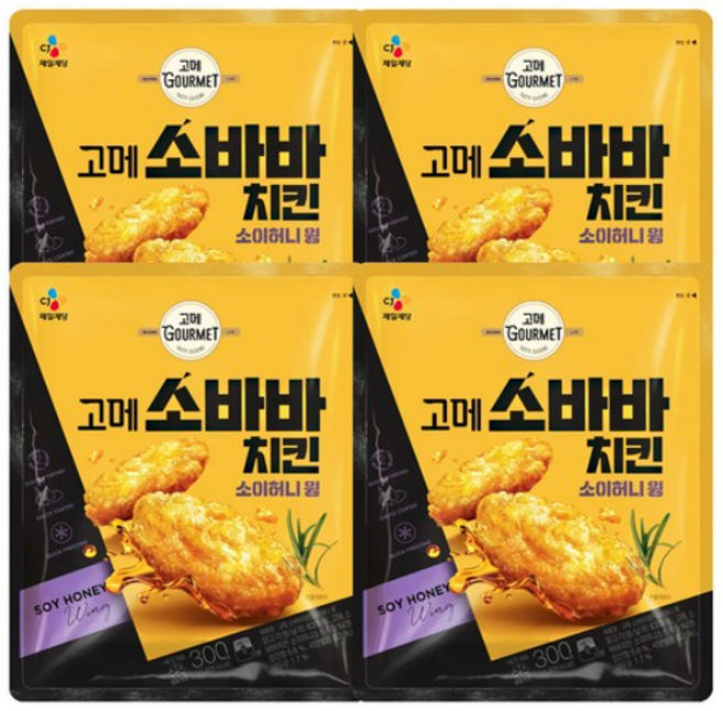 [CJ] 고메 소바바치킨 소이허니 윙 300g, 4개