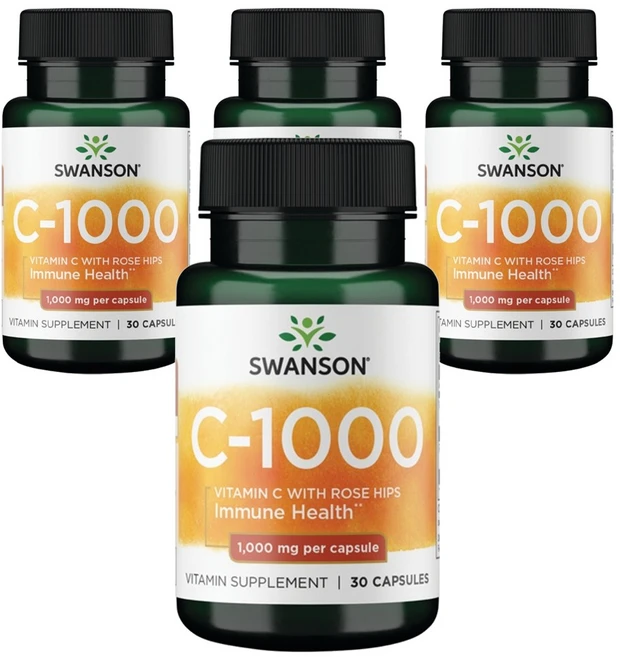 스완슨 비타민 C 로즈 힙 1000mg 캡슐, 4개, 30정 - 쿠팡