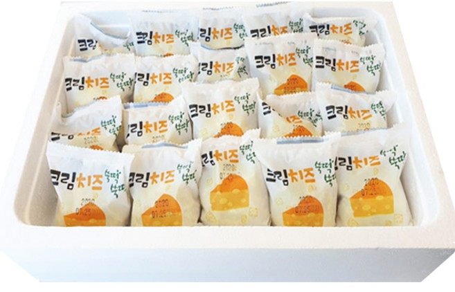 제주 크림치즈쑥떡 20개(개별포장), 20개(아이스박스+부직포선물포장), 1개
