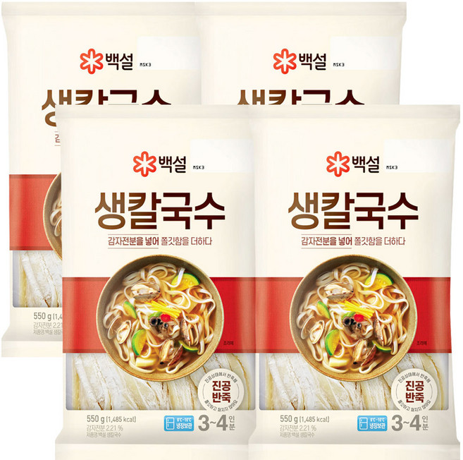 백설 생칼국수면 550g, 4개