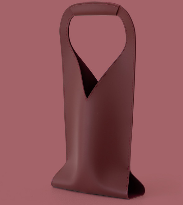 세이브맘 럭셔리 대형 와인 가죽 캐리어 쇼핑백(병둘레 33cm), 1개, 럭셔리 딥레드