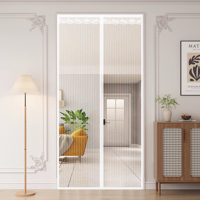 폴라도레 현관 방충망 찢어지지 않는 찍찍이 자석 모기장, 2번 - 화이트(일반망)