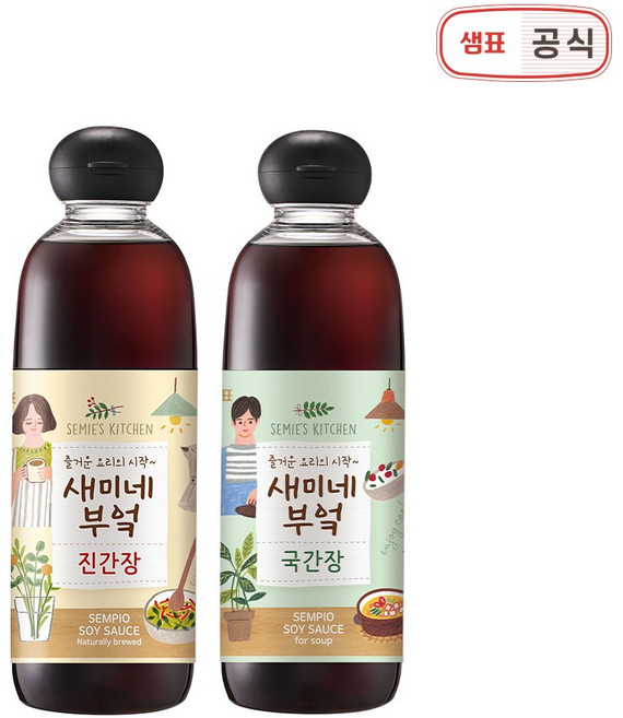 샘표 새미네부엌 진간장 1병+국간장 1병 (830ml), 1개, 1L