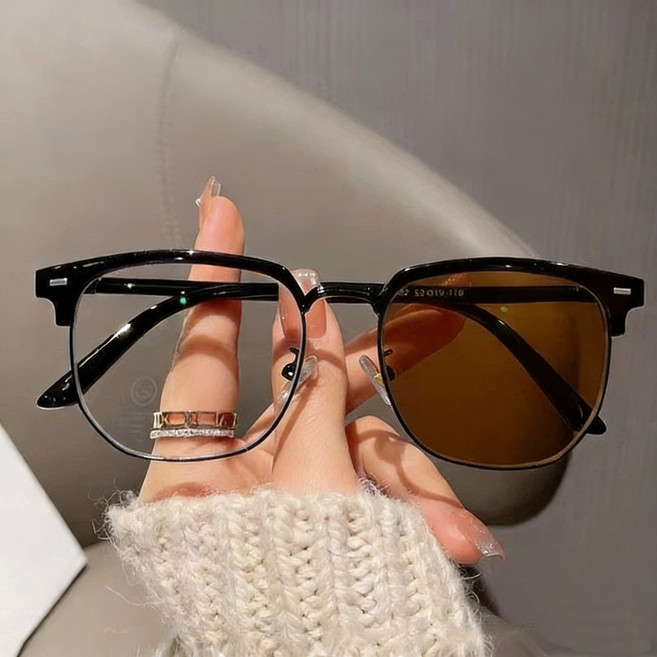 WHH 남녀 공용 안경테 UV 변색 선글라스 합금 블루라이트 차단 안경