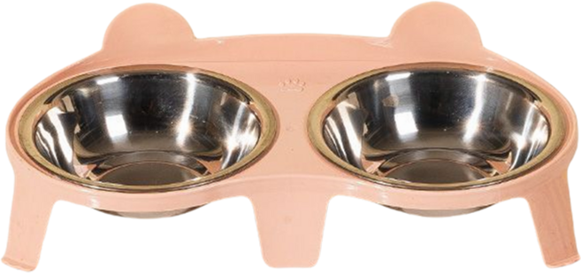 스테인레스 스틸 강아지식기2구 전복방지 고양이물그릇 개밥그릇 반려동물용품, 핑크, 1개