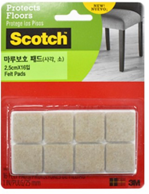 3M 소음 충격방지 마루보호 패드 사각(소형), 1개