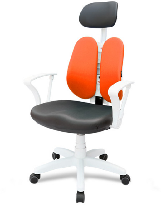 체어포커스 엔젤 화이트 BW 고급 헤더형 메쉬 의자, 오렌지