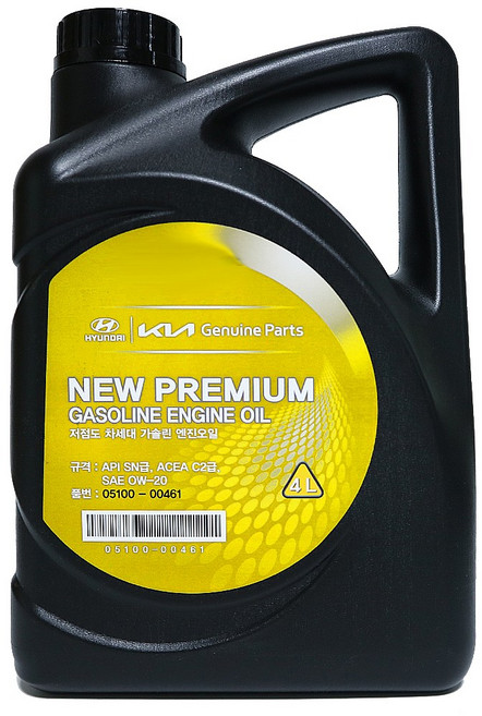 현대모비스 05100-00461 0W-20 4L 프리미엄저점도 가솔린엔진오일, 1개, 0w20