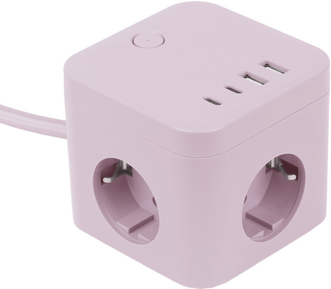 라이프썸 큐브 멀티탭 3구 4포트 USB C타입 1.8m (LFS-HA53) 10종 택1, 1개, 라일락