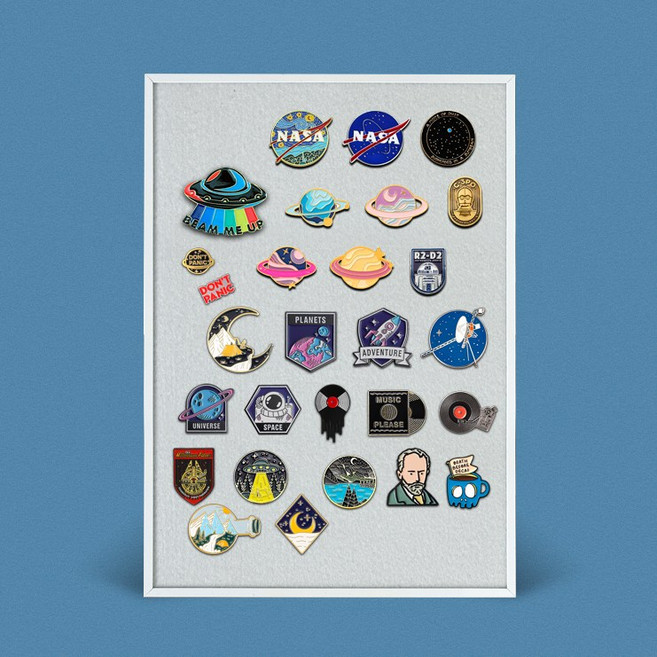 에이모노 뱃지보관액자 핀 뱃지 메탈프레임, 1개, 화이트, 화이트 핀보드