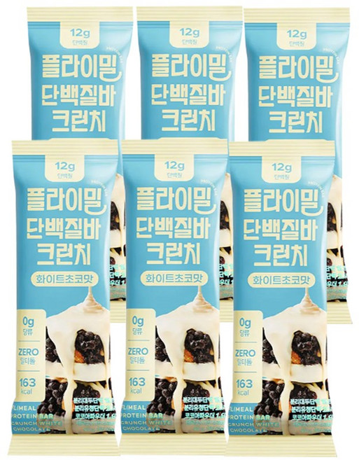 플라이밀 단백질 바 크런치 화이트초코, 40g, 6개
