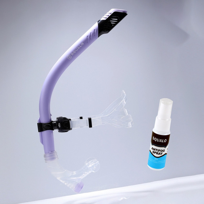 스쿠알로 드라이탑 탑재 센터 스노클 3, 퍼플 + SQ 안티포그액 20ml