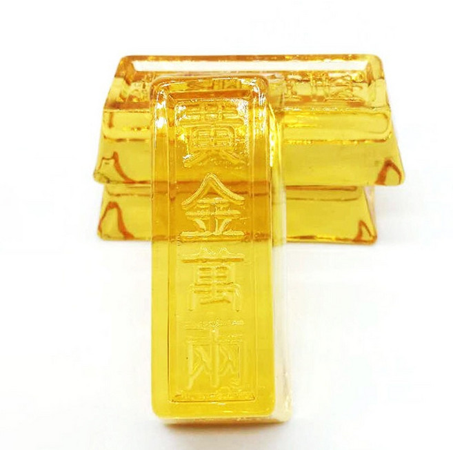 琉璃金條 黃金萬兩 開運招財金條 仿黃水晶 小擺件, 金條, 金條