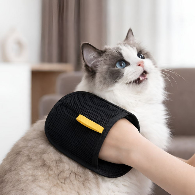 모아르코 고양이 강아지 반려동물 털제거 장갑, 1개, 블랙