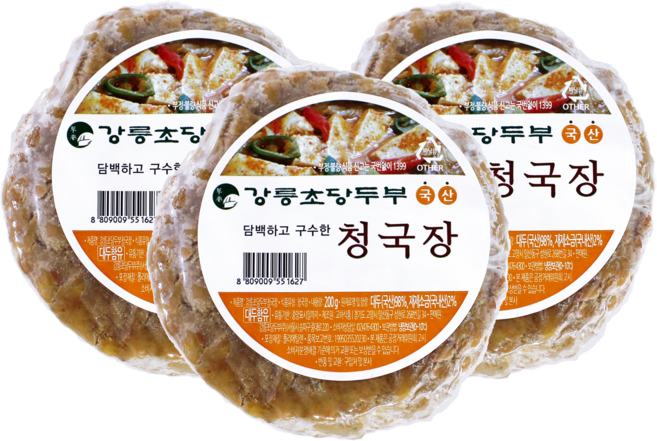 [강릉초당두부] 청국장, 2. 국산청국장 3개, 3개, 200g