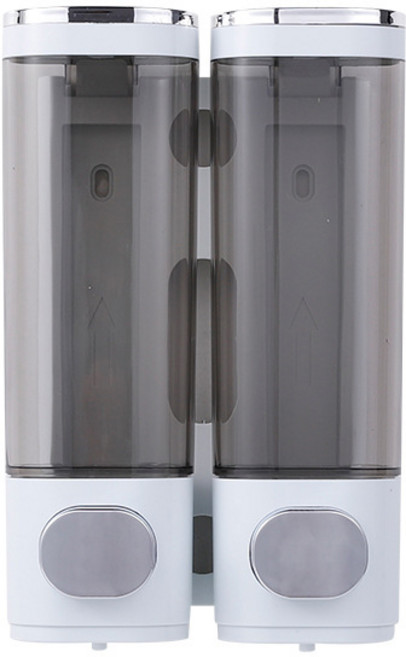 러빙랩 욕실 샴푸 린스 바디워시 디스펜서 벽걸이형 접착식 물비누통, 화이트, 2구