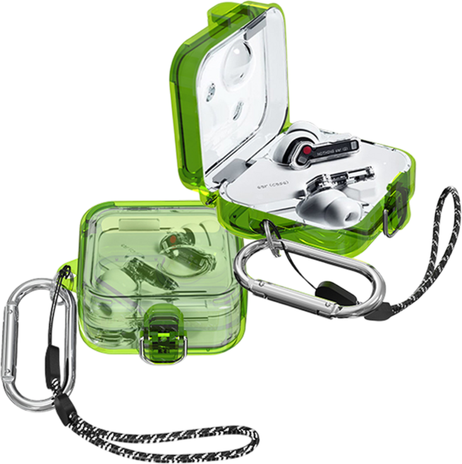 낫싱 이어2 투명 잠금 클립 케이스, 그린, 1개