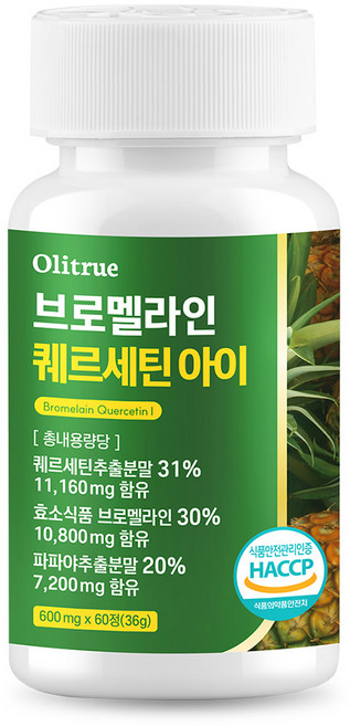 올리트루 브로멜라인 퀘르세틴 아이, 1개, 60정