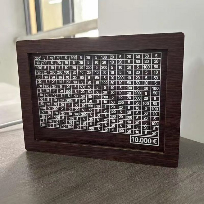 木製數字存錢罐 存錢計劃 臺南出貨 紙幣硬幣皆可 顏值桌麵擺件, 1個, 經典棕色木質diy存錢罐,單次計劃存10000元 贈可擦筆-重複存