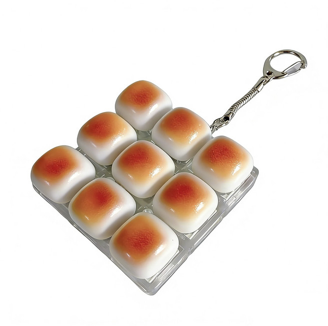 SUKI 캐러멜빵 키링 키보드 키캡 스트레스 풀기 열쇠고리, 1개, 9구캐러멜빵