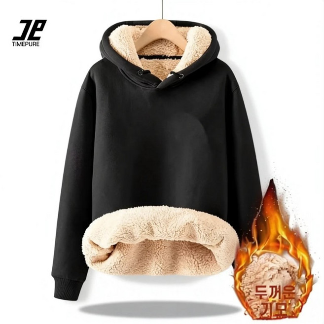 프리미엄 봄 가을 두꺼운 오버핏 기모 후드티 커플용 털 맨투맨 남녀공용 오버핏 보온 후티