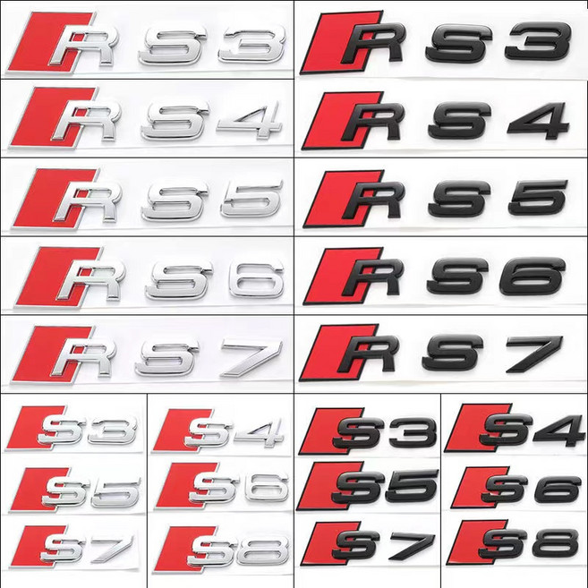 3D 금속 자동차 엠블럼 배지 스티커 아우디 S3 S4 S5 S6 S7 S8 RS3 RS4 RS5 RS6 RS7 RS8 후면 트렁크 바디, 01 Black, 03 S7