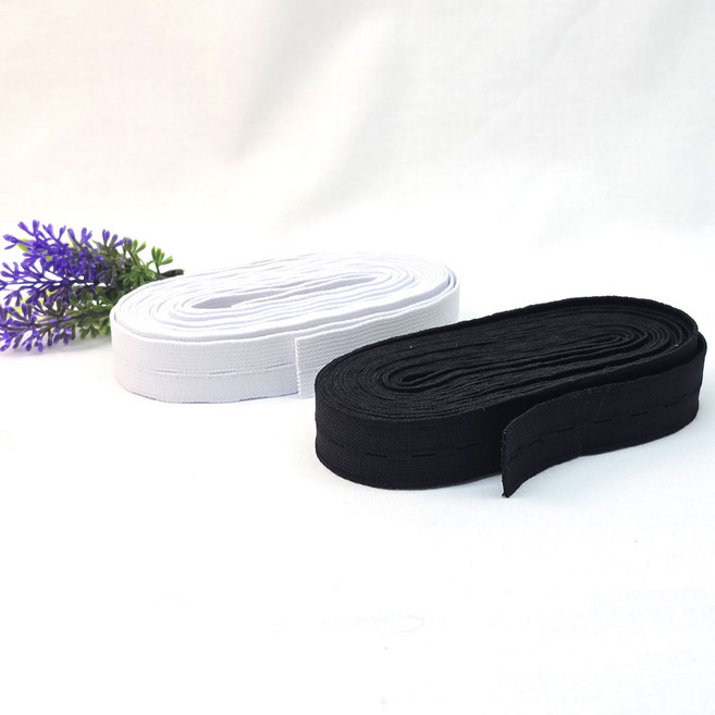 드림토리 단추구멍 허리고무밴드 20mm 4.5M(5마), 2개, 검정+흰색