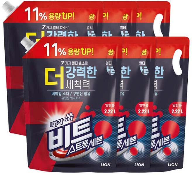 비트 스트롱세븐 액체세탁세제 일반용 리필 2.22L 6개